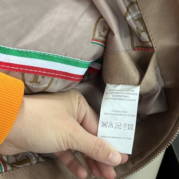 NWT F Collection tan suede and leather full zip jacket never worn - Picture 16 of 16